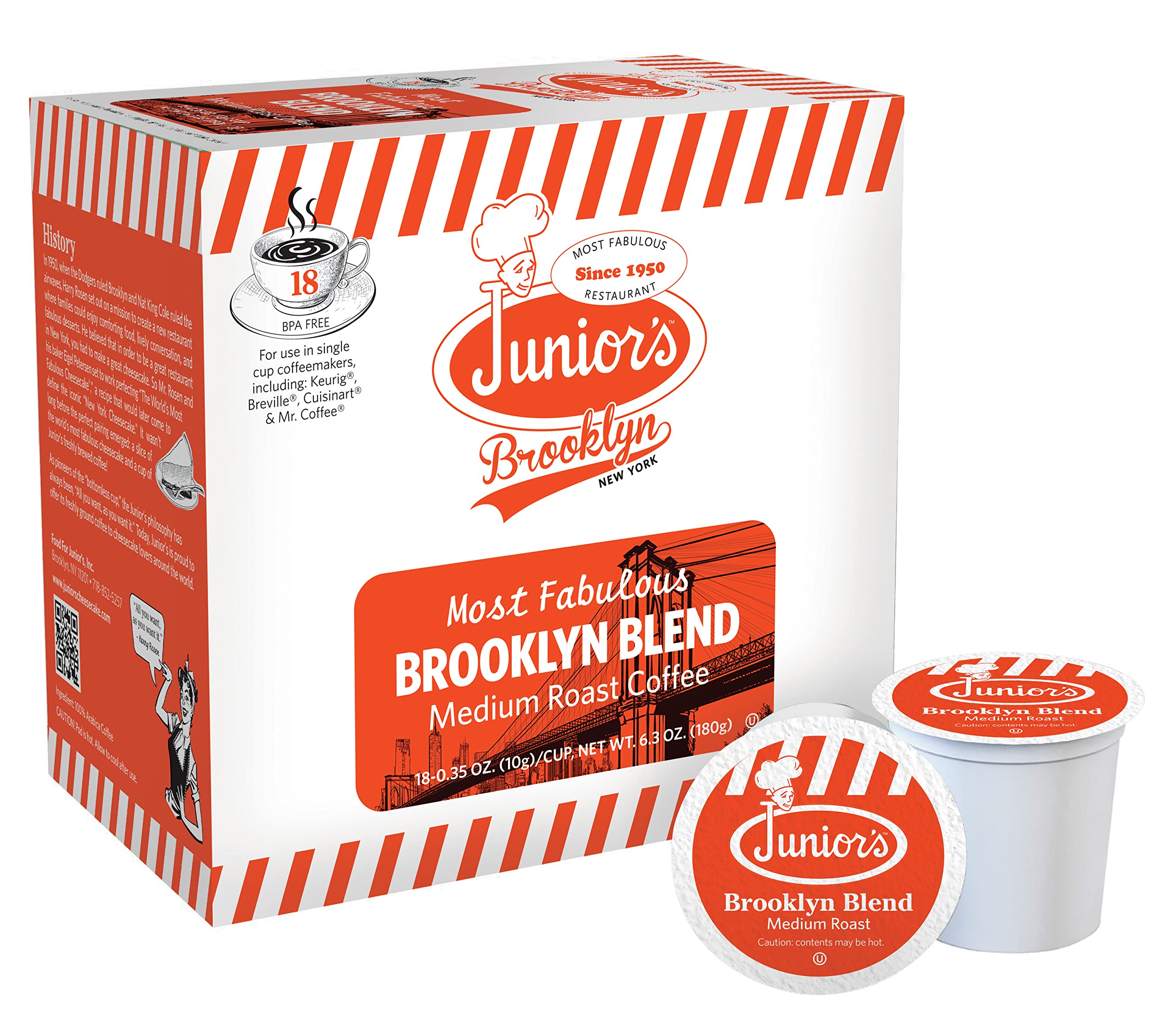 Amazon.com: Junior's Most Fabulous Single Serve Coffee (Brooklyn